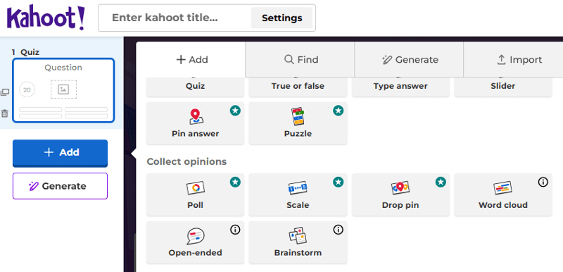 Kahoot content creation