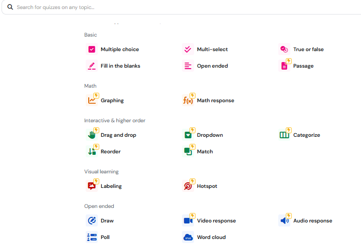Wayground question types